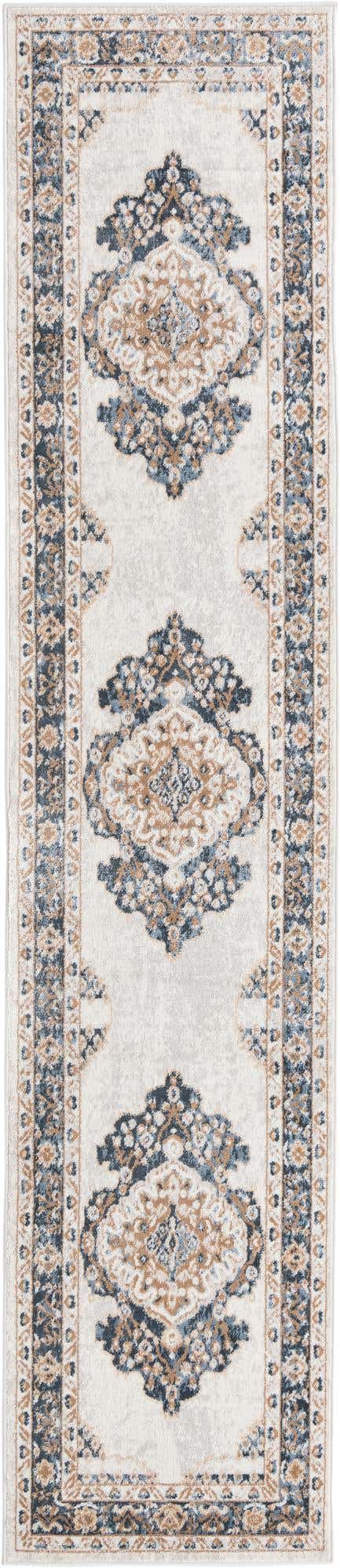 Cream 2' 7 x 12' Oxford Runner Area Rug Traditional Design 100% Polypropylene Carpet for Living Room, Bedrooms, Dining, Office for Sale at Rug Engine