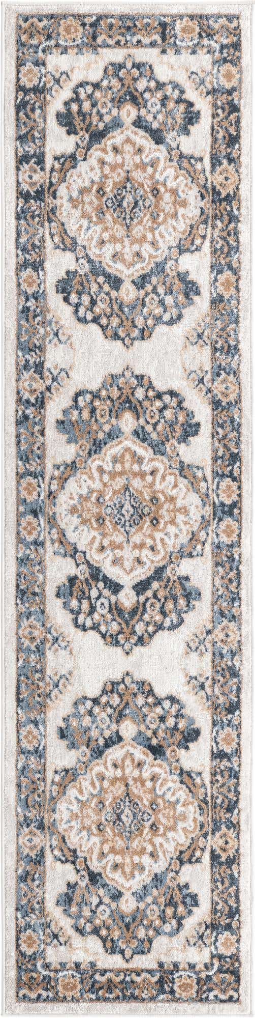 Cream 2' x 8' Oxford Runner Area Rug Traditional Design 100% Polypropylene Carpet for Living Room, Bedrooms, Dining, Office for Sale at Rug Engine