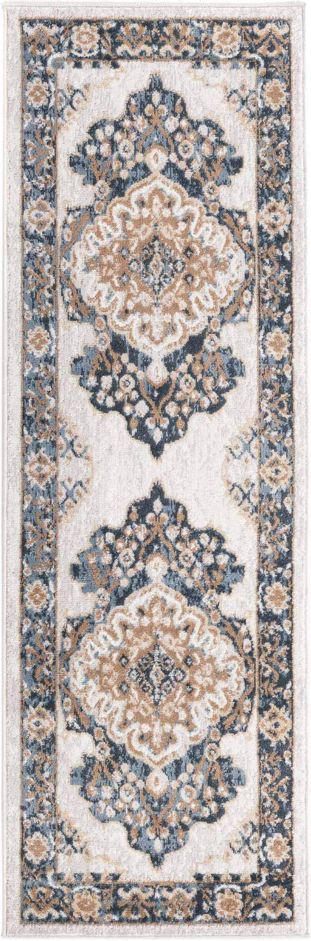 Cream 2' x 6' 1 Oxford Runner Area Rug Traditional Design 100% Polypropylene Carpet for Living Room, Bedrooms, Dining, Office for Sale at Rug Engine