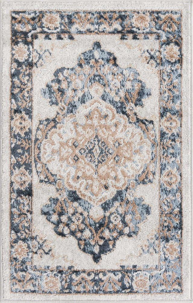 Cream 2' x 3' 1 Oxford Rectangle Area Rug Traditional Design 100% Polypropylene Carpet for Living Room, Bedrooms, Dining, Office for Sale at Rug Engine