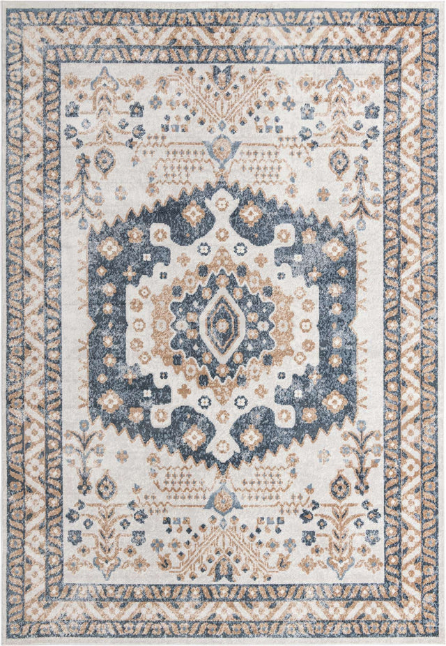Cream 10' x 14' Oxford Rectangle Area Rug Traditional Design 100% Polypropylene Carpet for Living Room, Bedrooms, Dining, Office for Sale at Rug Engine