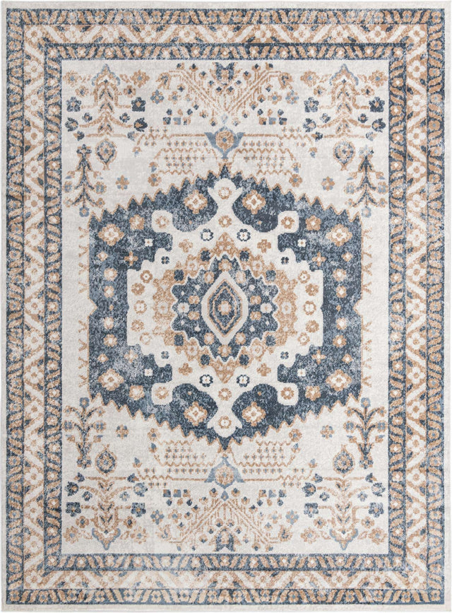 Cream 10' x 13' Oxford Rectangle Area Rug Traditional Design 100% Polypropylene Carpet for Living Room, Bedrooms, Dining, Office for Sale at Rug Engine