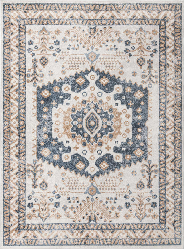 Cream 9' x 12' Oxford Rectangle Area Rug Traditional Design 100% Polypropylene Carpet for Living Room, Bedrooms, Dining, Office for Sale at Rug Engine