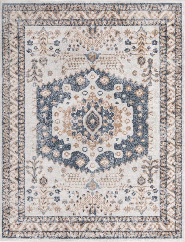 Cream 8' x 10' Oxford Rectangle Area Rug Traditional Design 100% Polypropylene Carpet for Living Room, Bedrooms, Dining, Office for Sale at Rug Engine