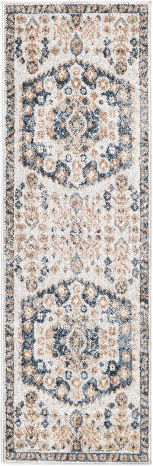 Cream 2' x 6' 1 Oxford Runner Area Rug Traditional Design 100% Polypropylene Carpet for Living Room, Bedrooms, Dining, Office for Sale at Rug Engine