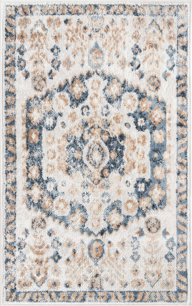 Cream 2' x 3' Oxford Rectangle Area Rug Traditional Design 100% Polypropylene Carpet for Living Room, Bedrooms, Dining, Office for Sale at Rug Engine