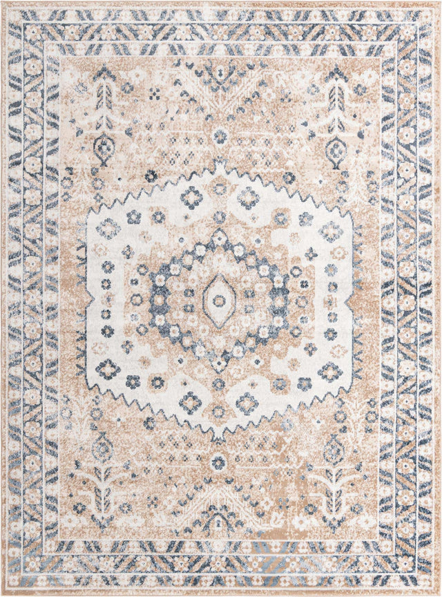Beige 10' x 13' Oxford Rectangle Area Rug Traditional Design 100% Polypropylene Carpet for Living Room, Bedrooms, Dining, Office for Sale at Rug Engine