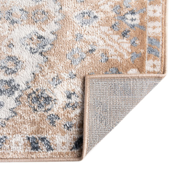 Beige 7' 1 x 7' 1 Oxford Octagon Area Rug Traditional Design 100% Polypropylene Carpet for Living Room, Bedrooms, Dining, Office for Sale at Rug Engine