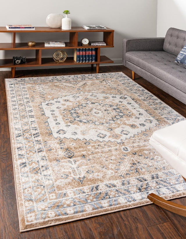 Beige 2' x 3' 1 Oxford Rectangle Area Rug Traditional Design 100% Polypropylene Carpet for Living Room, Bedrooms, Dining, Office for Sale at Rug Engine