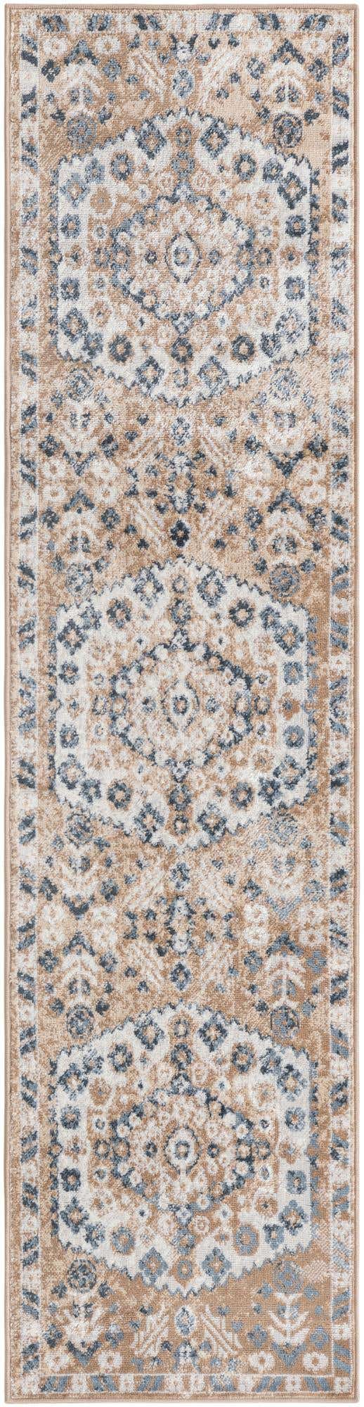 Beige 2' x 8' Oxford Runner Area Rug Traditional Design 100% Polypropylene Carpet for Living Room, Bedrooms, Dining, Office for Sale at Rug Engine