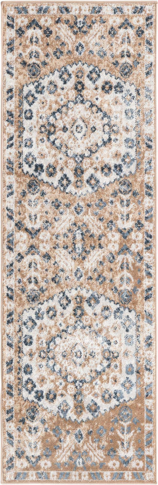 Beige 2' x 6' 1 Oxford Runner Area Rug Traditional Design 100% Polypropylene Carpet for Living Room, Bedrooms, Dining, Office for Sale at Rug Engine