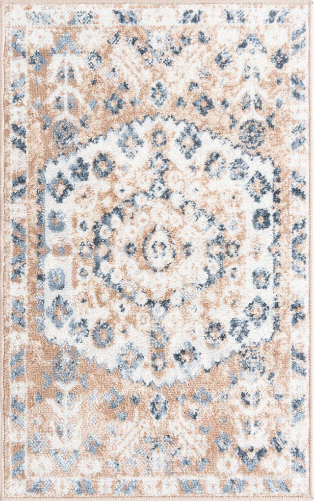 Beige 2' x 3' 1 Oxford Rectangle Area Rug Traditional Design 100% Polypropylene Carpet for Living Room, Bedrooms, Dining, Office for Sale at Rug Engine