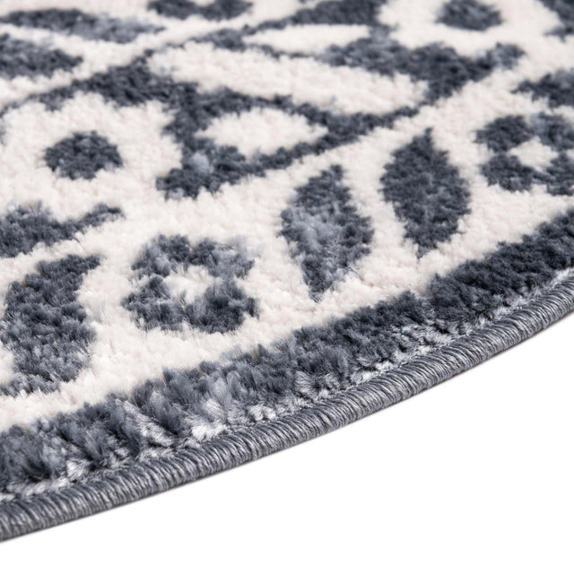 Blue 7' x 7' Oxford Round Area Rug Traditional Design 100% Polypropylene Carpet for Living Room, Bedrooms, Dining, Office for Sale at Rug Engine