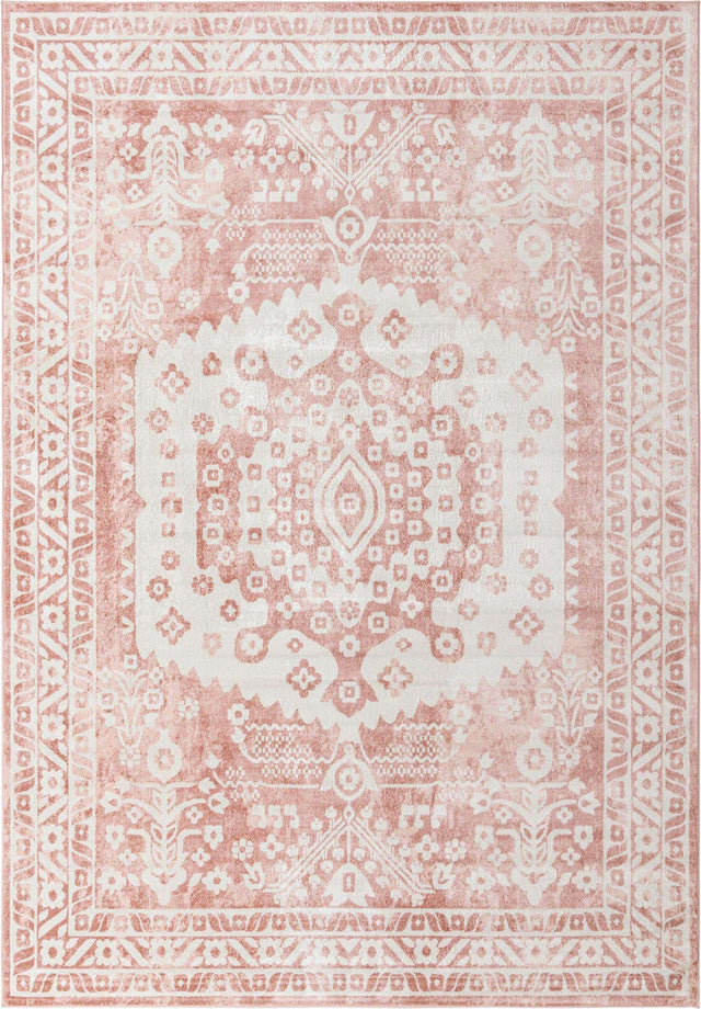 Pink 10' x 14' Oxford Rectangle Area Rug Traditional Design 100% Polypropylene Carpet for Living Room, Bedrooms, Dining, Office for Sale at Rug Engine
