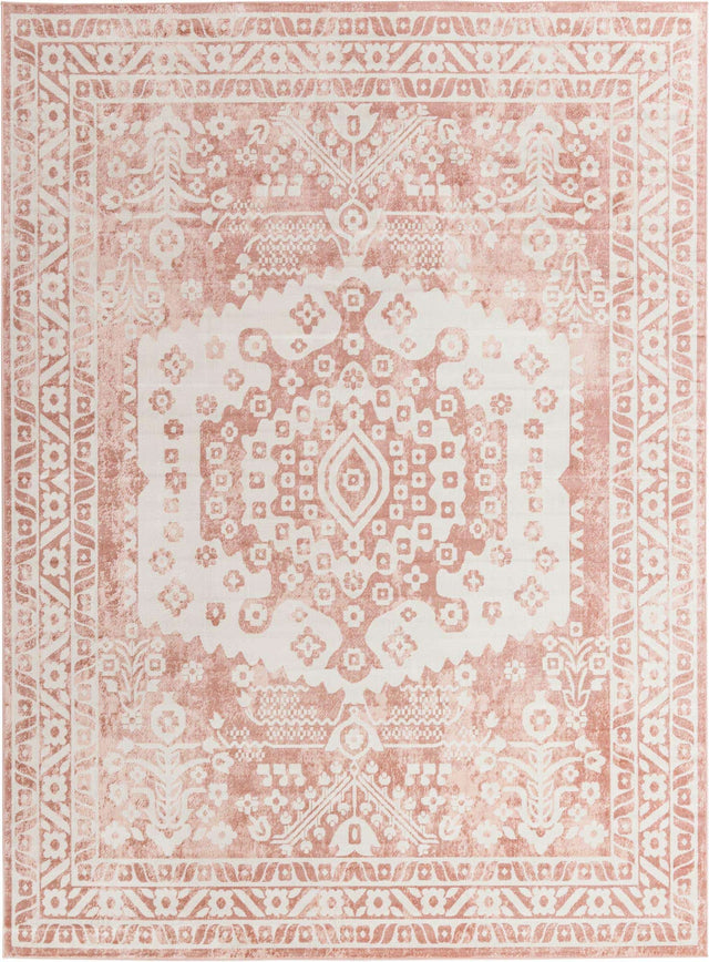 Pink 10' x 13' Oxford Rectangle Area Rug Traditional Design 100% Polypropylene Carpet for Living Room, Bedrooms, Dining, Office for Sale at Rug Engine
