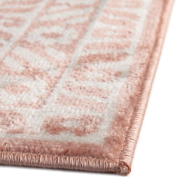 Pink 4' x 4' Oxford Square Area Rug Traditional Design 100% Polypropylene Carpet for Living Room, Bedrooms, Dining, Office for Sale at Rug Engine