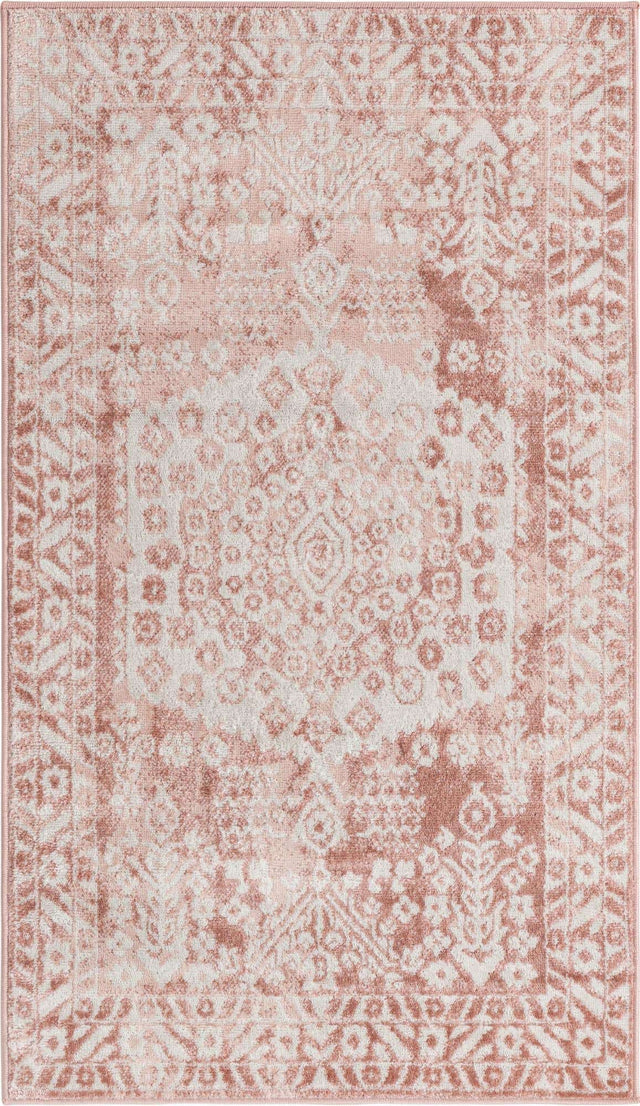 Pink 3' x 5' 3 Oxford Rectangle Area Rug Traditional Design 100% Polypropylene Carpet for Living Room, Bedrooms, Dining, Office for Sale at Rug Engine