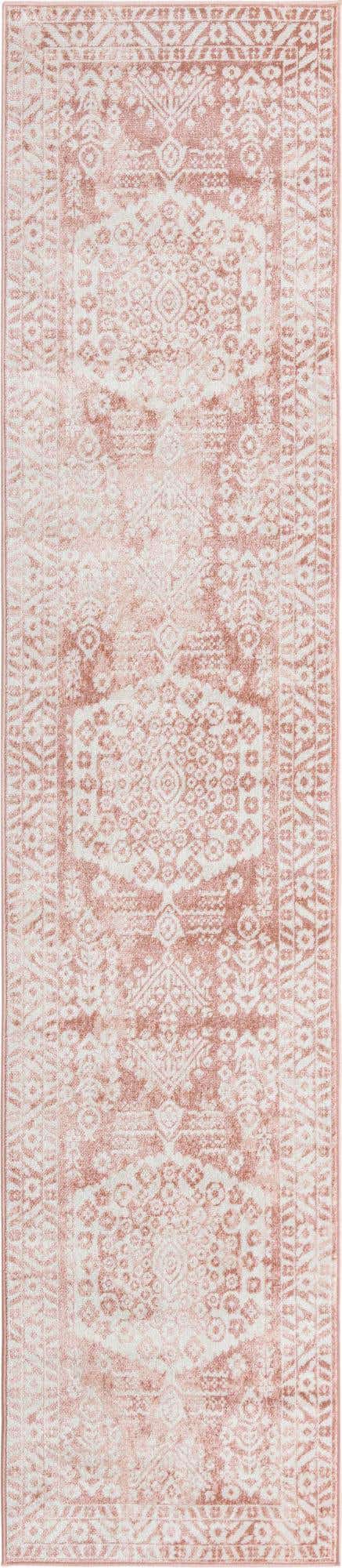 Pink 2' 7 x 12' Oxford Runner Area Rug Traditional Design 100% Polypropylene Carpet for Living Room, Bedrooms, Dining, Office for Sale at Rug Engine