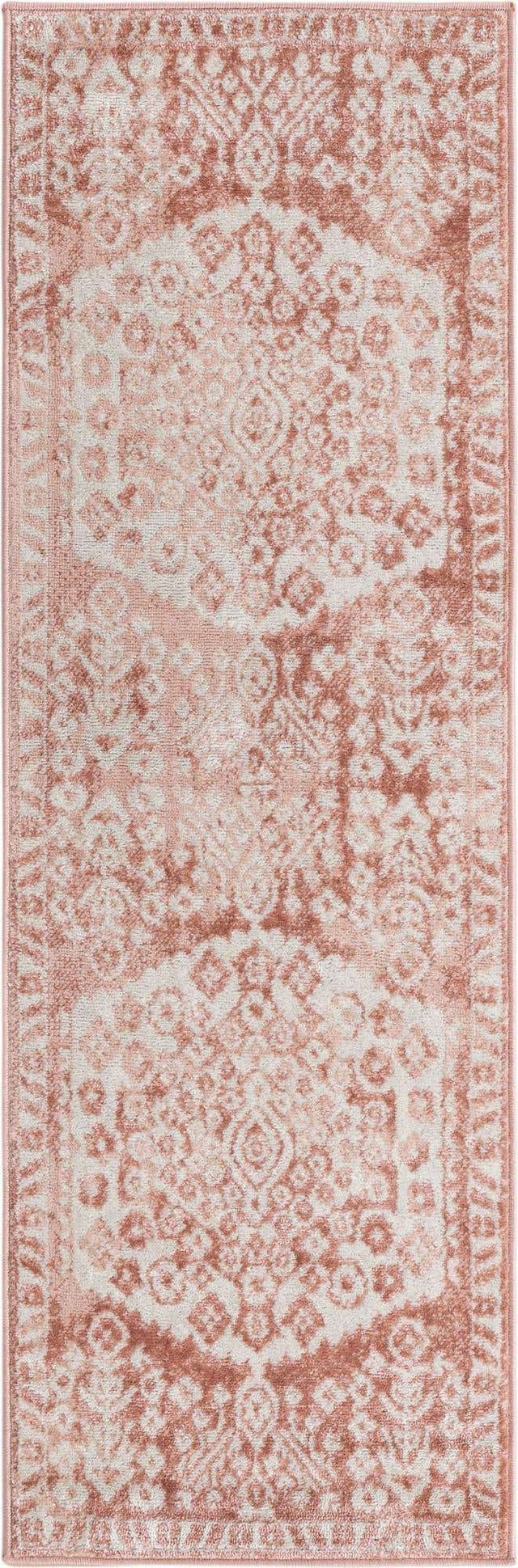 Pink 2' x 6' Oxford Runner Area Rug Traditional Design 100% Polypropylene Carpet for Living Room, Bedrooms, Dining, Office for Sale at Rug Engine