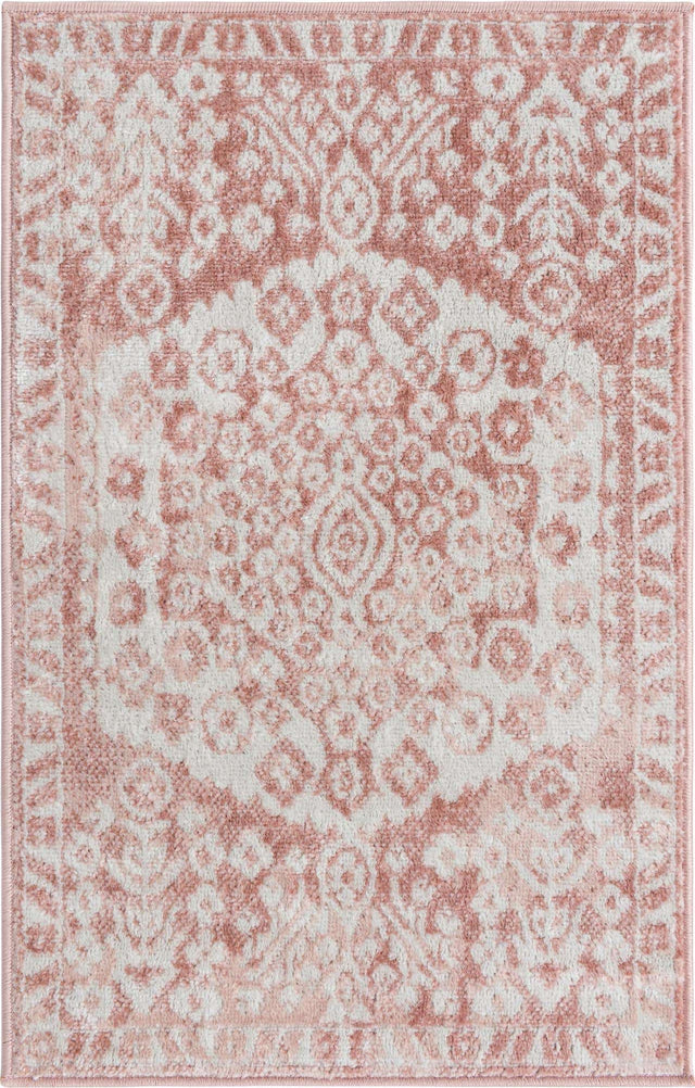 Pink 2' x 3' 1 Oxford Rectangle Area Rug Traditional Design 100% Polypropylene Carpet for Living Room, Bedrooms, Dining, Office for Sale at Rug Engine