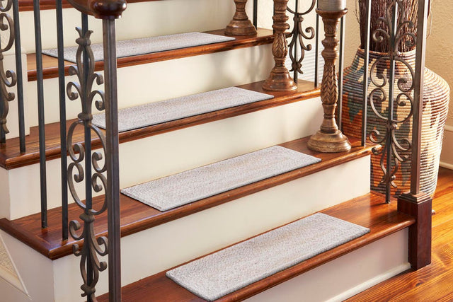 13 pcs White 0' 9 x 2' 6 Braided Jute Indoor Stair Treads Accent Area Rug Staircase Set 100% Jute Hand Braided Natural Eco-Friendly Boho Style Carpet for Living Rooms Dining Office Space Dorms for Sale at Rug Engine