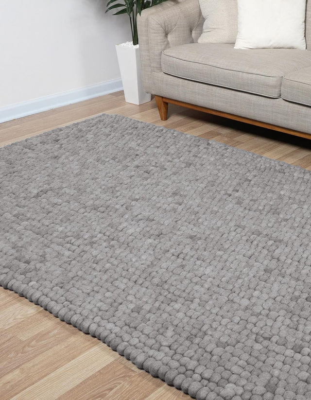 Gray 7' 1 x 10' Felt Ball Rectangle Area Rug Stunning All Natural 100% Wool Luxury Hand Woven Carpet for Modern Home Interiors Soft Touch Marshmallow Rug for Sale at Rug Engine
