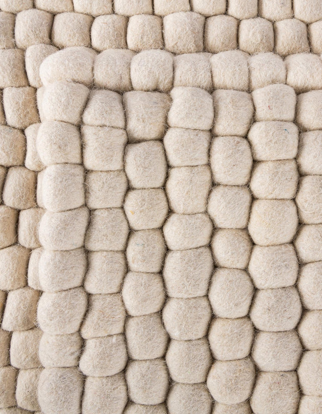 Ivory 4' 1 x 6' 1 Felt Ball Rectangle Area Rug Stunning All Natural 100% Wool Luxury Hand Woven Carpet for Modern Home Interiors Soft Touch Marshmallow Rug for Sale at Rug Engine