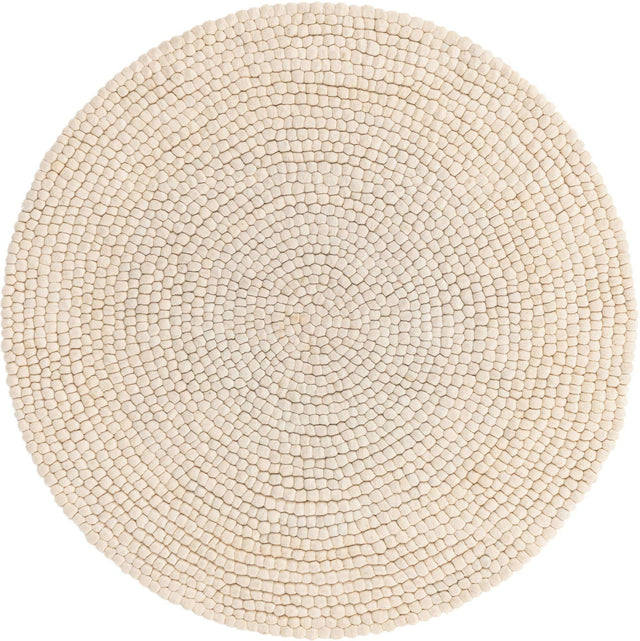 Ivory 5' x 5' Felt Ball Round Area Rug Stunning All Natural 100% Wool Luxury Hand Woven Carpet for Modern Home Interiors Soft Touch Marshmallow Rug for Sale at Rug Engine