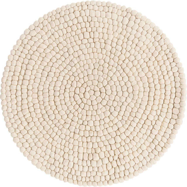 Ivory 3' 3 x 3' 3 Felt Ball Round Area Rug Stunning All Natural 100% Wool Luxury Hand Woven Carpet for Modern Home Interiors Soft Touch Marshmallow Rug for Sale at Rug Engine
