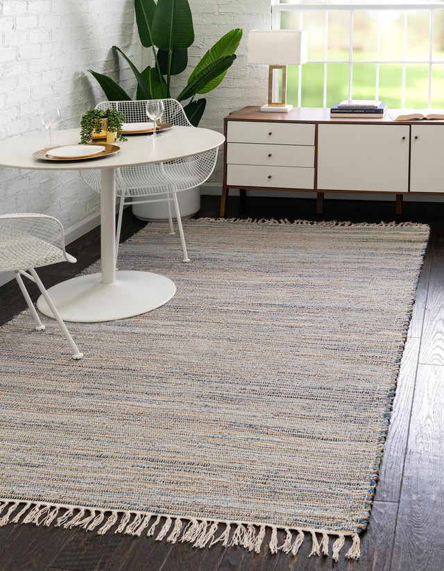 Blue 5' 1 x 8' Chindi Jute Rectangle Area Rug Interior Design Home Decor Carpet Mat for Sale at Rug Engine