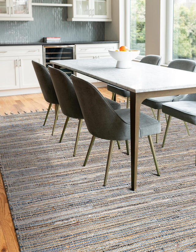 Blue 7' 1 x 10' Chindi Jute Rectangle Area Rug Interior Design Home Decor Carpet Mat for Sale at Rug Engine