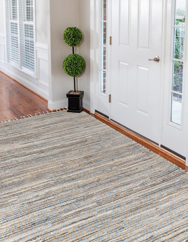 Blue 5' 1 x 8' Chindi Jute Rectangle Area Rug Interior Design Home Decor Carpet Mat for Sale at Rug Engine