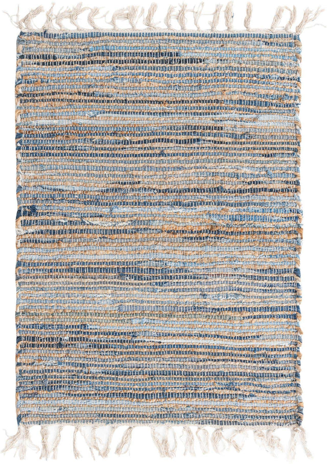 Blue 2' x 3' 1 Chindi Jute Rectangle Area Rug Interior Design Home Decor Carpet Mat for Sale at Rug Engine