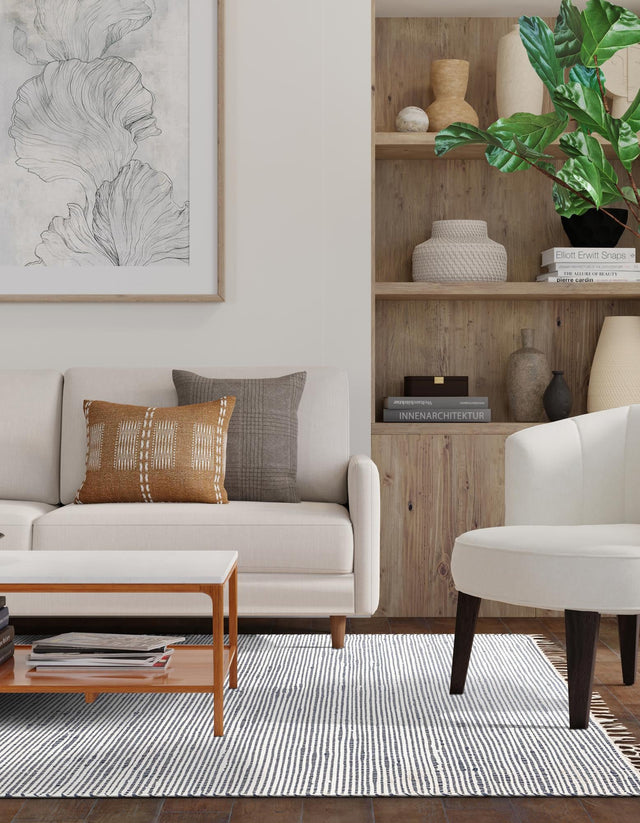 Navy Blue 8' x 11' Chindi Jute Rectangle Area Rug Interior Design Home Decor Carpet Mat for Sale at Rug Engine