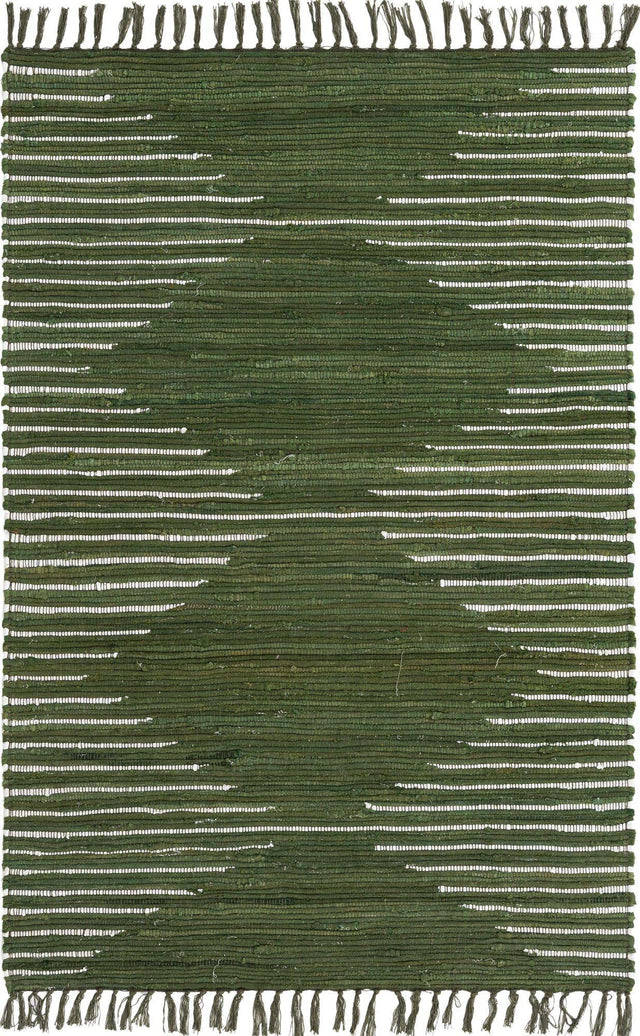 Green 4' 1 x 6' 1 Chindi Cotton Rectangle Area Rug Interior Design Home Decor Carpet Mat for Sale at Rug Engine