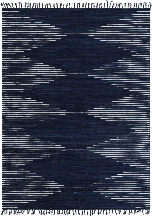 Navy Blue 8' x 11' Chindi Cotton Rectangle Area Rug Interior Design Home Decor Carpet Mat for Sale at Rug Engine