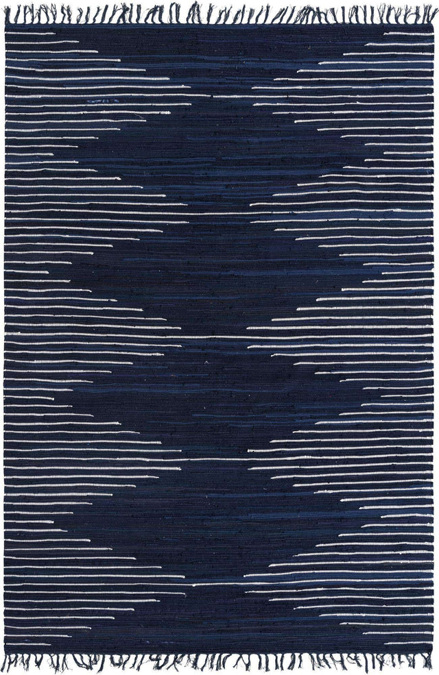 Navy Blue 7' 1 x 10' Chindi Cotton Rectangle Rug