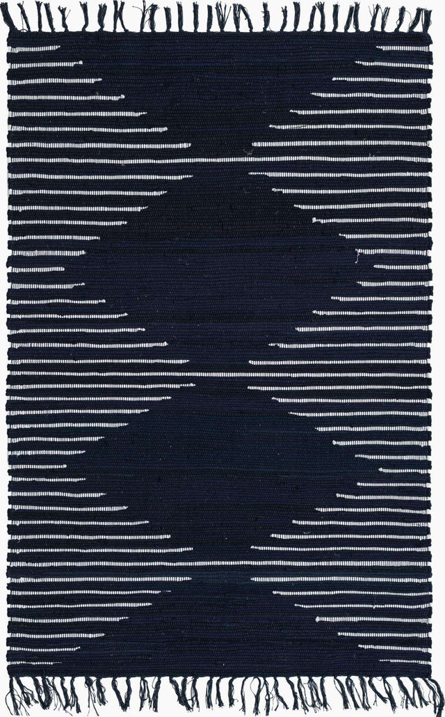 Navy Blue 4' 1 x 6' 1 Chindi Cotton Rectangle Rug