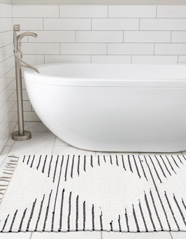 White 2' 2 x 6' 1 Chindi Cotton Runner Area Rug Interior Design Home Decor Carpet Mat for Sale at Rug Engine