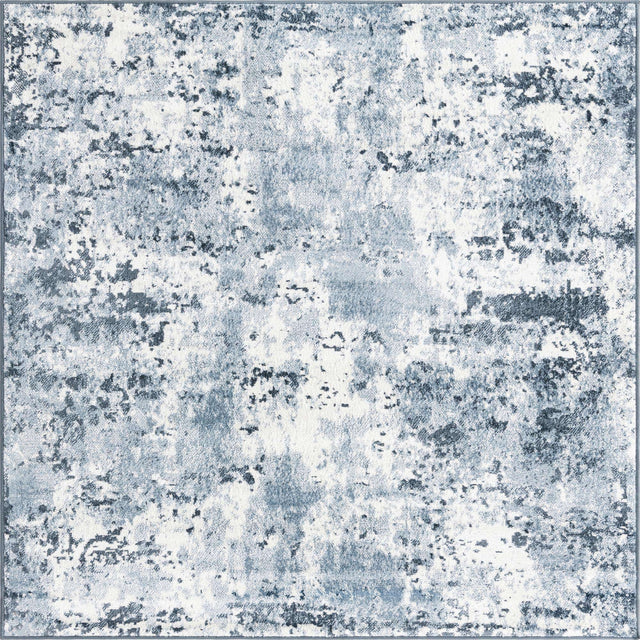 Vintage Blue 5' x 5' Eos Square Area Rug 100% Polypropylene Stain Resistant Carpet With Cotton Backing Marbled Design for Living, Dining Room, Office for Sale at Rug Engine