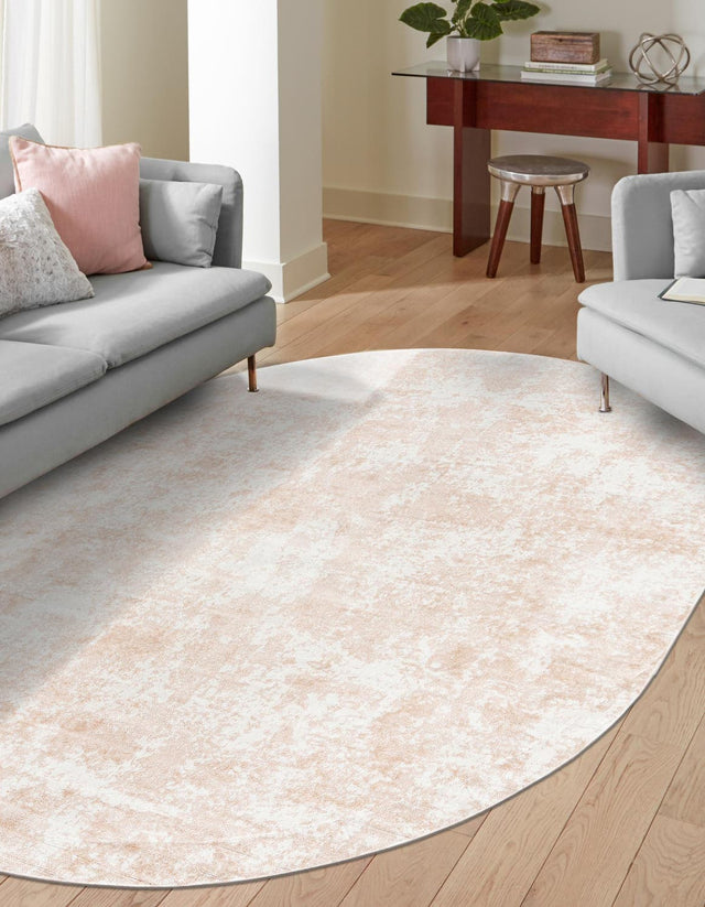 Sand 5' 3 x 8' Eos Oval Area Rug 100% Polypropylene Stain Resistant Carpet With Cotton Backing Marbled Design for Living, Dining Room, Office for Sale at Rug Engine