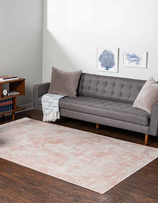 Carnation Pink 5' 3 x 8' Eos Rectangle Area Rug 100% Polypropylene Stain Resistant Carpet With Cotton Backing Marbled Design for Living, Dining Room, Office for Sale at Rug Engine