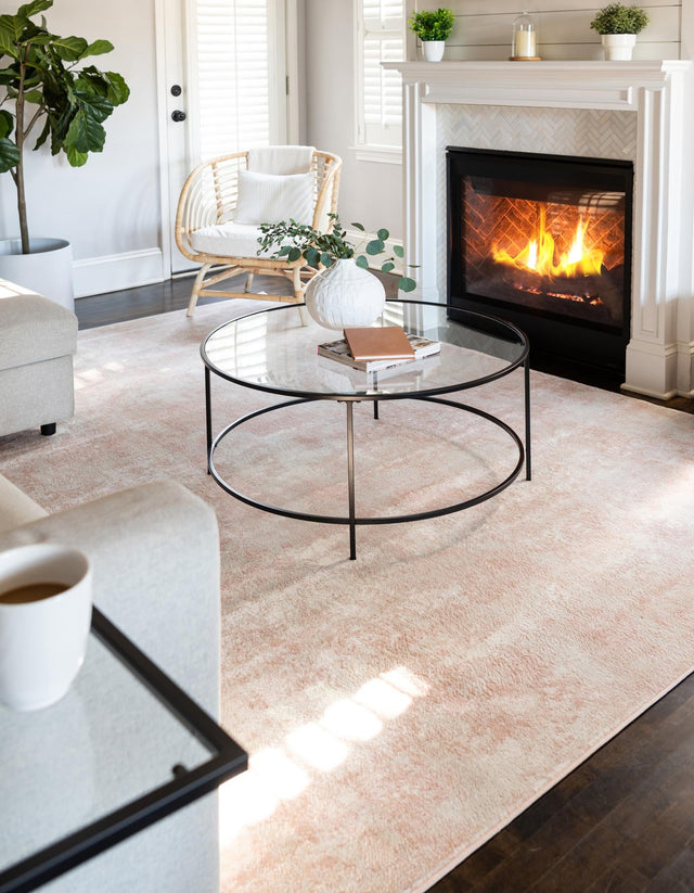 Carnation Pink 9' x 12' Eos Rectangle Area Rug 100% Polypropylene Stain Resistant Carpet With Cotton Backing Marbled Design for Living, Dining Room, Office for Sale at Rug Engine