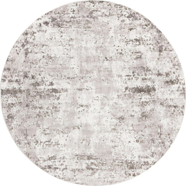 Stone Gray 7' 1 x 7' 1 Eos Round Area Rug 100% Polypropylene Stain Resistant Carpet With Cotton Backing Marbled Design for Living, Dining Room, Office for Sale at Rug Engine