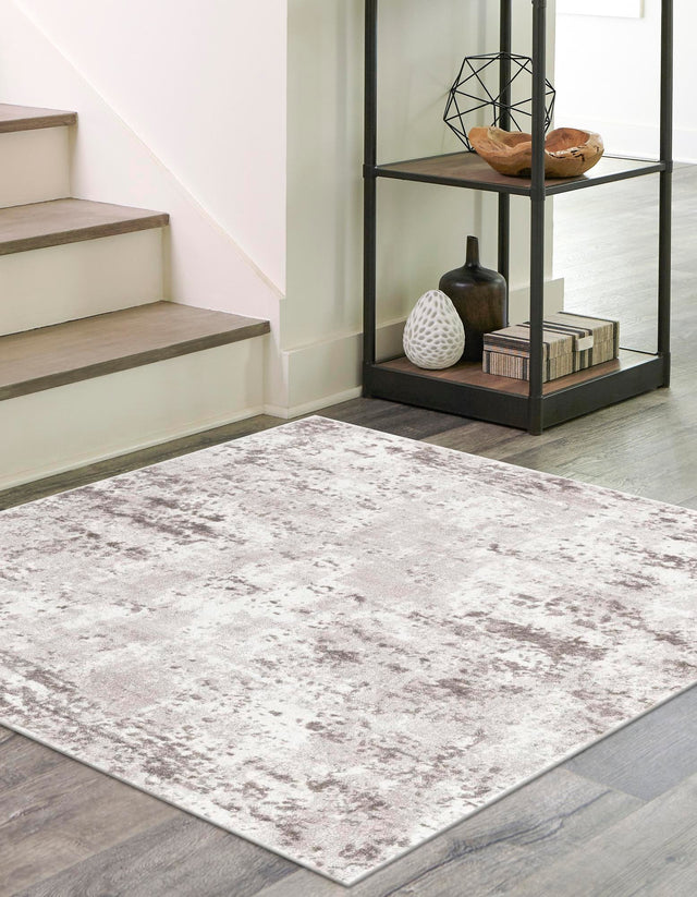 Stone Gray 6' x 6' Eos Square Area Rug 100% Polypropylene Stain Resistant Carpet With Cotton Backing Marbled Design for Living, Dining Room, Office for Sale at Rug Engine