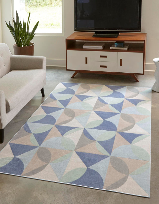 Blue 1' 4 x 1' 4 Lotus Sample Area Rug 100% Polypropylene Modern Contemporary Colorful Carpet Easy Clean for Living Room, Kitchen, Dining, Office for Sale at Rug Engine