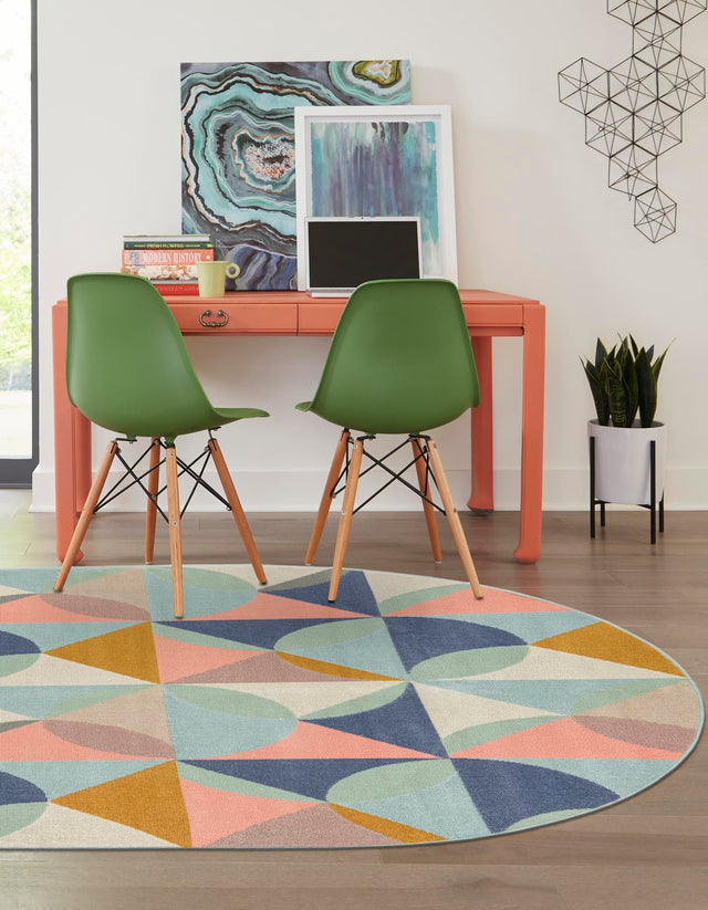 Multicolor 5' x 8' Lotus Oval Area Rug 100% Polypropylene Modern Contemporary Colorful Carpet Easy Clean for Living Room, Kitchen, Dining, Office for Sale at Rug Engine