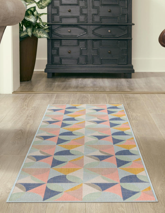 Multicolor 2' x 10' Lotus Runner Area Rug 100% Polypropylene Modern Contemporary Colorful Carpet Easy Clean for Living Room, Kitchen, Dining, Office for Sale at Rug Engine