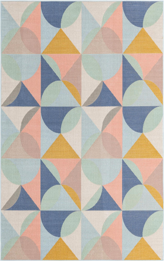 Multicolor 1' 4 x 1' 4 Lotus Sample Area Rug 100% Polypropylene Modern Contemporary Colorful Carpet Easy Clean for Living Room, Kitchen, Dining, Office for Sale at Rug Engine