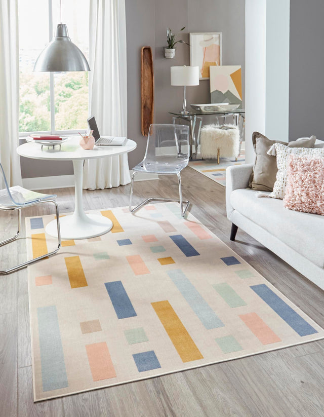 Multicolor 1' 4 x 1' 4 Lotus Sample Area Rug 100% Polypropylene Modern Contemporary Colorful Carpet Easy Clean for Living Room, Kitchen, Dining, Office for Sale at Rug Engine